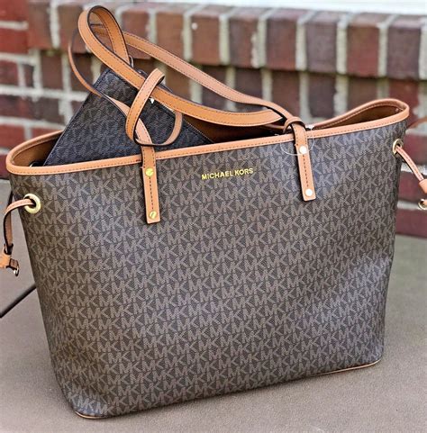 brown michael kors jet set tote|Michael Kors large open tote.